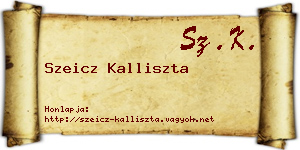 Szeicz Kalliszta névjegykártya